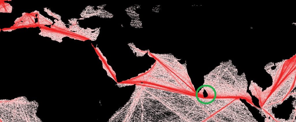 Trade routes, with Sri Lanka highlighted