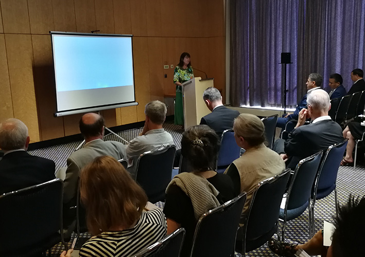 Founder of the international Schiller Institute, Helga Zepp-LaRouche, delivering her keynote address.